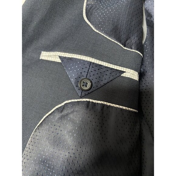 Van Heusen Traveler Mens Blazer Jacket 42L Navy Blue Two-Button Suit Coat - Picture 16 of 16